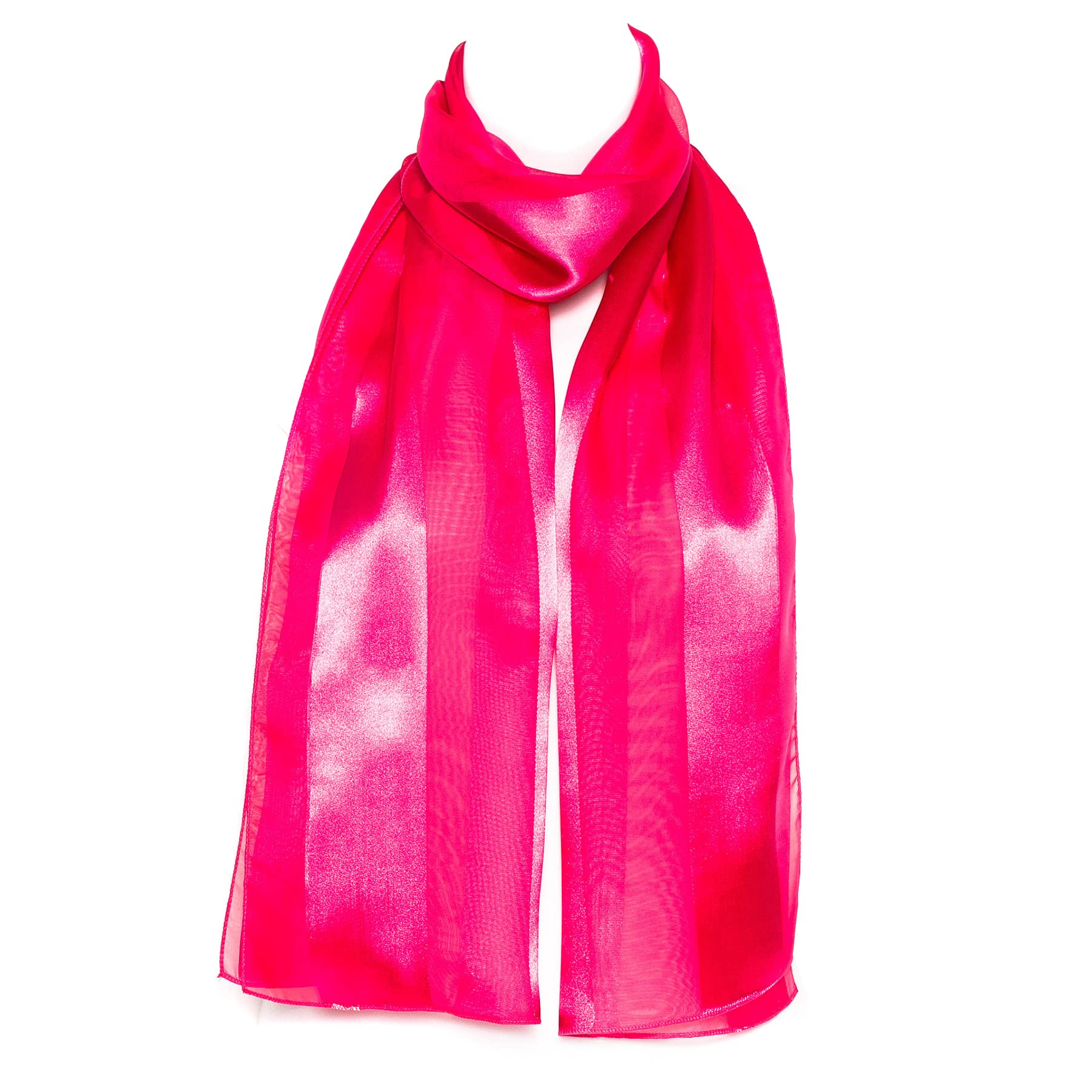 Hat To Socks Premium Chiffon Satin Scarf for Women - Korean Made Lightweight Sheer Fashion Wrap, Soft Elegant Shawl (Fuchsia)