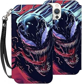 iPhone12ケース 手帳型 PUレザー ヴェノム マーベル おしゃれ 携帯カバー スマホケース アイフォン12ケース 財布型 カード収納 スタンド機能 あいほん12ケース 耐衝撃 全面保護 (iPhone12)