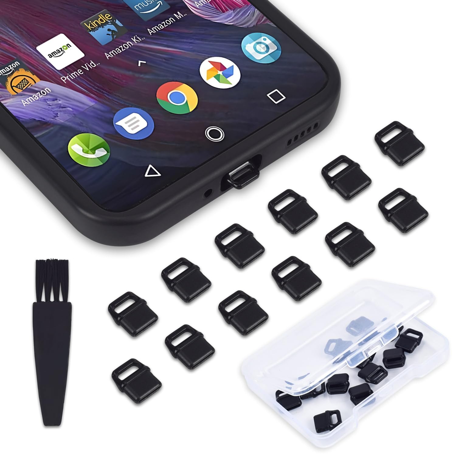 12PACK USB C Anti Dust Plug with Easy-Grip Tab Compatible with iPhone 17 16E 15 16 Plus Pro Max Samsung Galaxy S24-S8, A54, Google Pixel 8 7, Cell