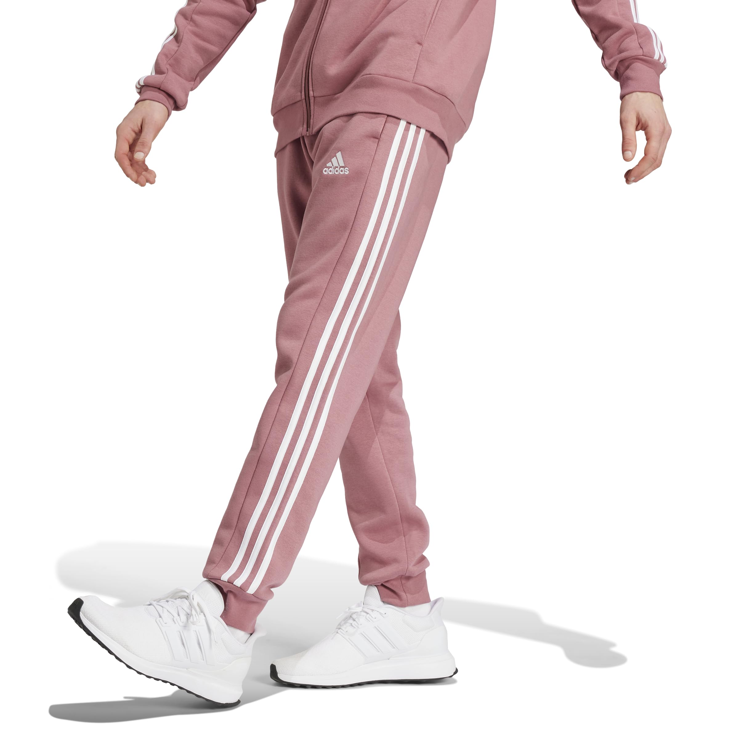 adidas Men's Essentials Fleece 3-Stripes Tapered Cuff Pants, preloved Crimson, XXS Short