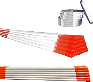Driveway Marker(High Brightness “Micro Prism ”Reflective Materials) 48 Inch 5/16" Dia,30PCS,Fiberglass Reflective Snow Stakes, for Snow Plow Parking Lots,Snow Stakes.