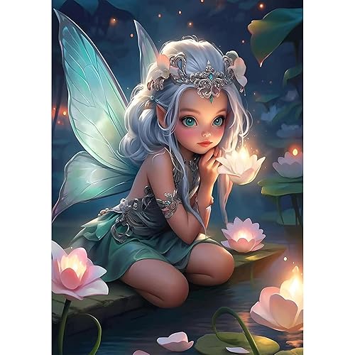 MEIYUDA Diamond Painting Art Fairy, 5D Diamond Painting Kits for Adults Kids Wall Art Diamond Painting Art, Diamond Painting Kit DIY Gem Art Crystal Art for Home Wall Decor 30x40cm