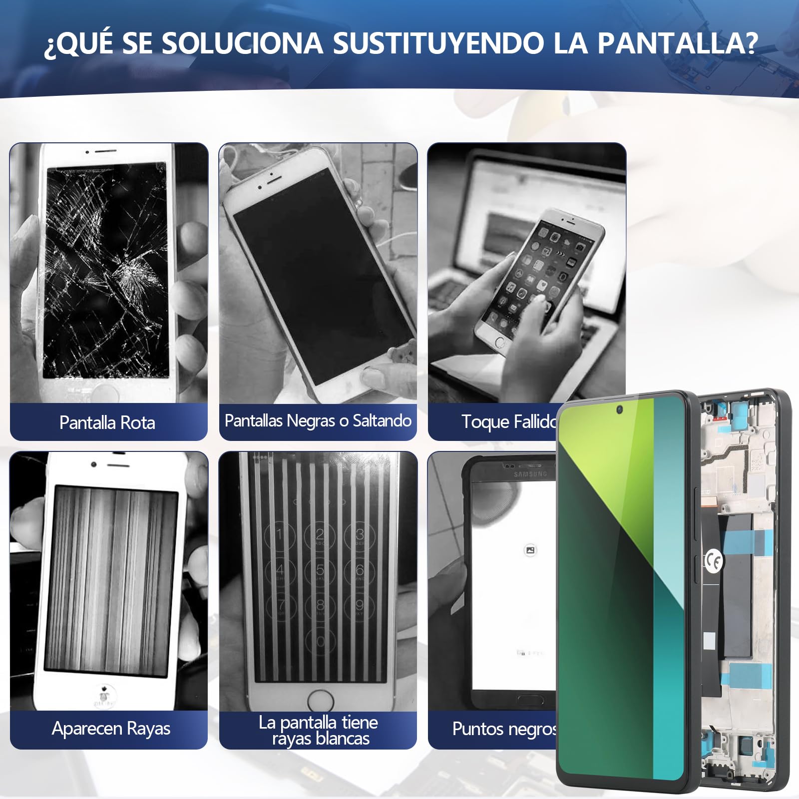 RongZy Pantalla para Xiaomi Redmi Note 13 Pro 5G LCD 2312DRA50 Táctil LCD de Repuesto Ensamblaje Digitalizador Reemplazo para Redmi Note 13 Pro 5G con Herramientas de Reparación (Negro con Marco)