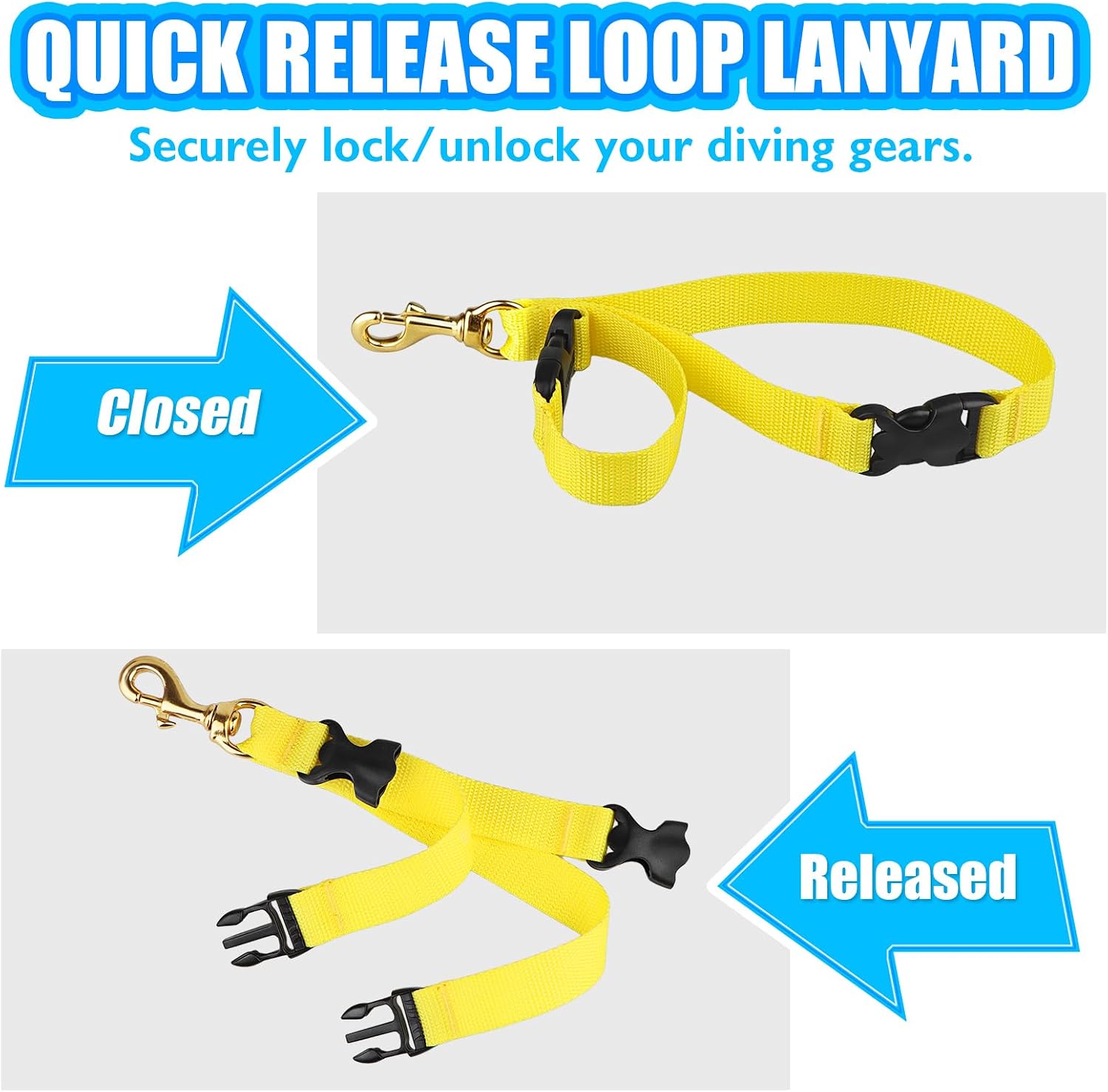 Scuba BC Fin Holder & Mask Clip with Quick Release Loop Lanyard