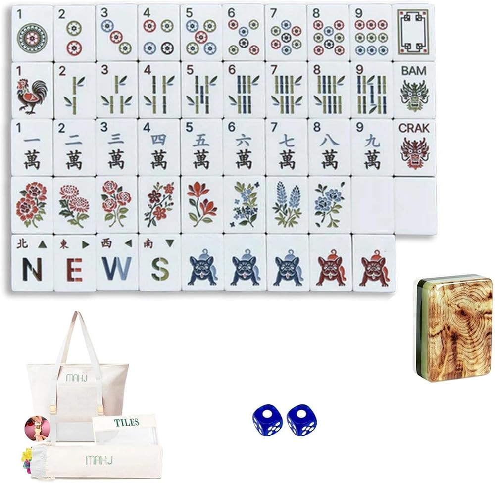 American Mahjong Tile Set Tan Wood Grain 160 Acrylic 4 Layer Mahjong Tiles — 사진 1