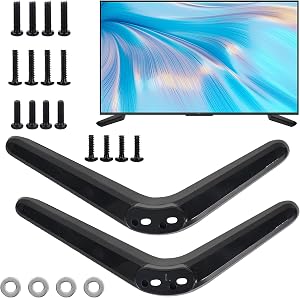 Universal TV Stand for Most 32 40 49 50 55 Inch LED LCD Smart Television, Black Replacement ABS TV Legs Base Support with Screws and Instruction, Easy Installation