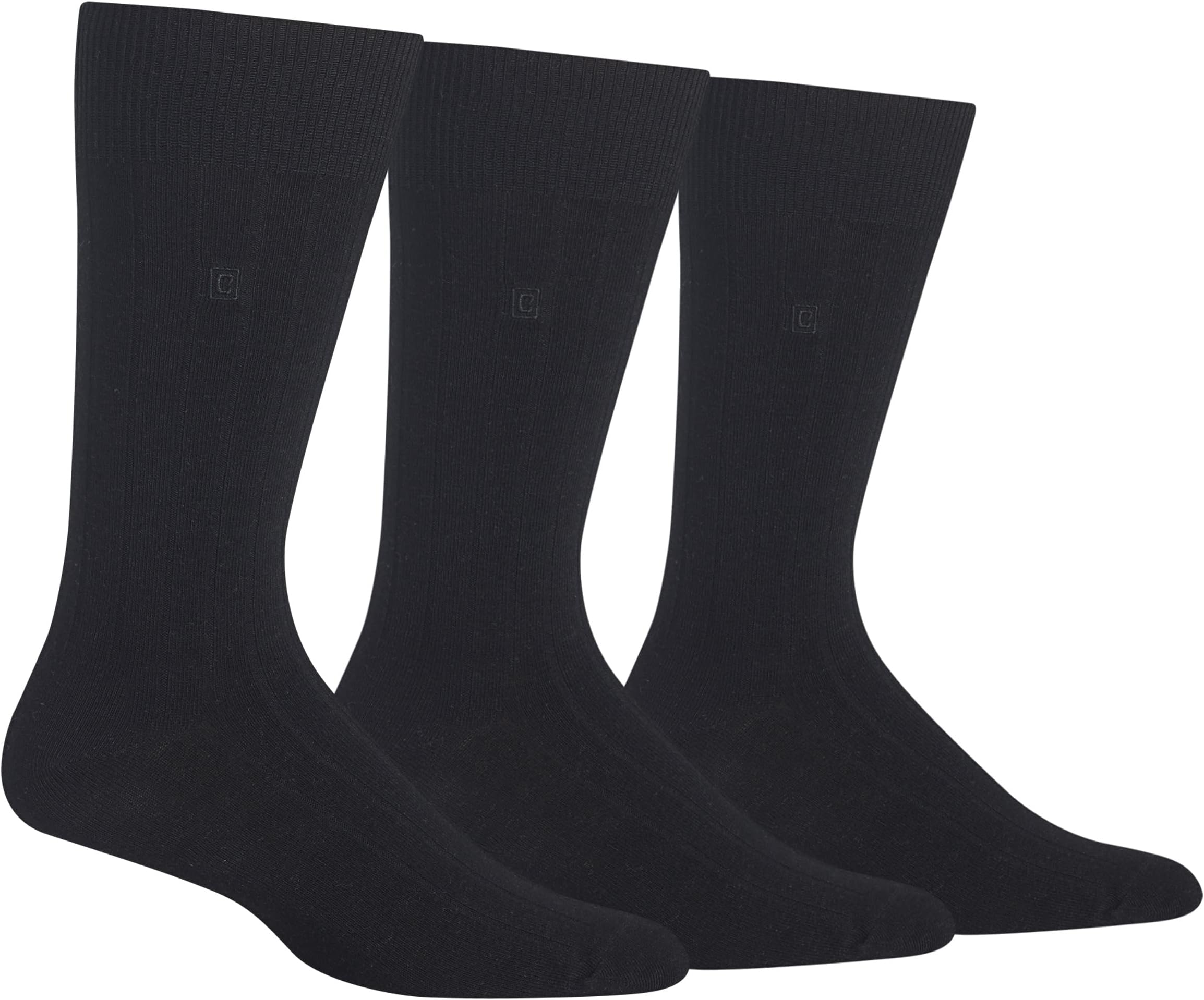 Men's Soft Touch True Rib Dress Crew Socks - 3 Pair Pack - Modal Blend and Embroidered Detail