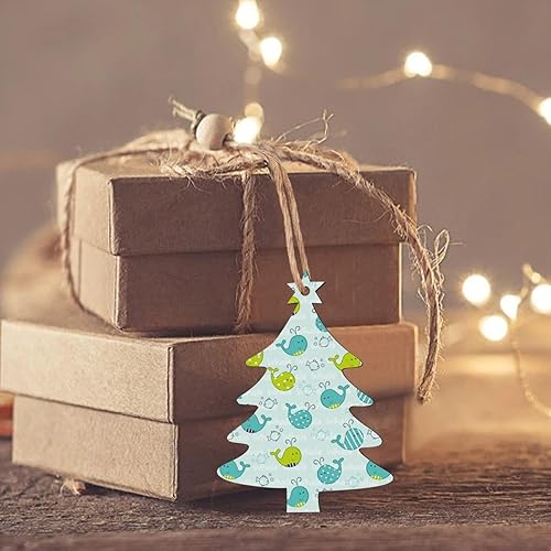 Miniatura 3 de Adornos de Navidad de madera de ballenas azules de dibujos animados, adornos colgantes para manualidades, decoración de árbol de Navidad, adornos de