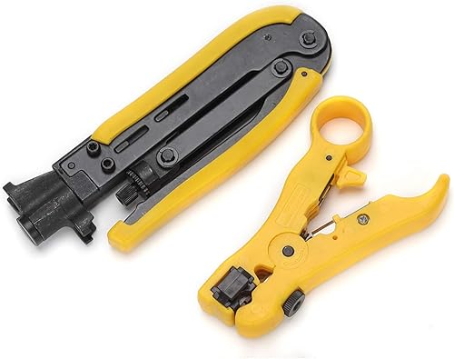 Miniatura 2 de Kit de herramientas de compresión F para pelacables coaxiales, pinza de crimpado de cable coaxial ajustable RG6 RG59 RG11 75-5 75-7 con conectores