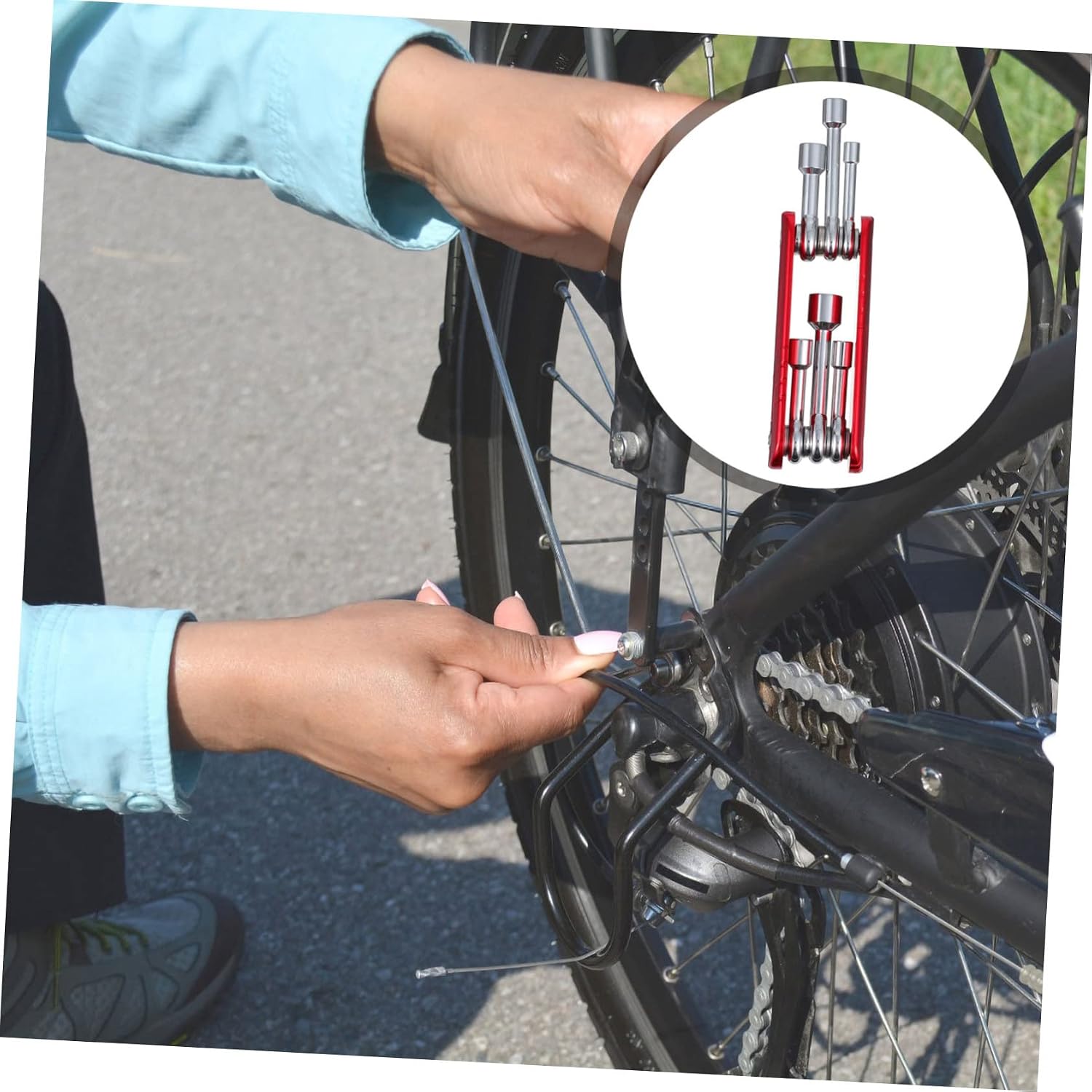 Kisangel Bike Repair Socket Kit 1 Set 6 in 1 Socket Wrench Aluminum Alloy Bike Tire Tool