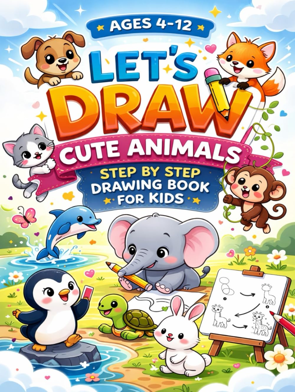 How to Draw Cute Animals Book For Kids Aged 4-12: Step-by-Step Drawing Kawaii Animals With Fun Facts For Kids!