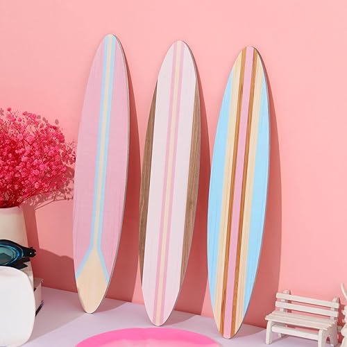 Miniatura 6 de Zzbakress 3 piezas de decoración de pared de tabla de surf de madera para colgar en la pared, decoración de habitación temática de playa, decoración