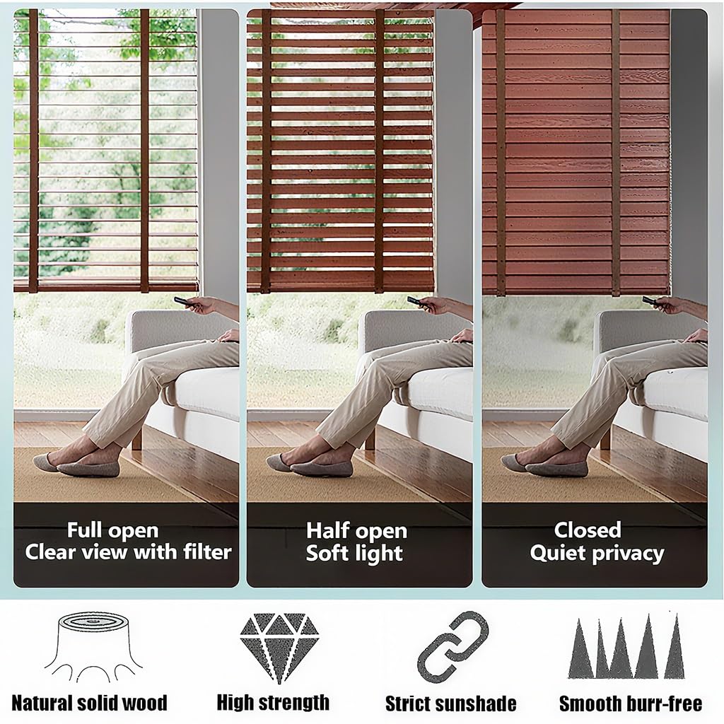Tende Veneziana in Legno Lamelle 50 mm Veneziane Orizzontali Privacy Oscurante 60 70 80 100 110 125 130 140 150cm Tende Su Misura per Interno ed Esterno(Gray)