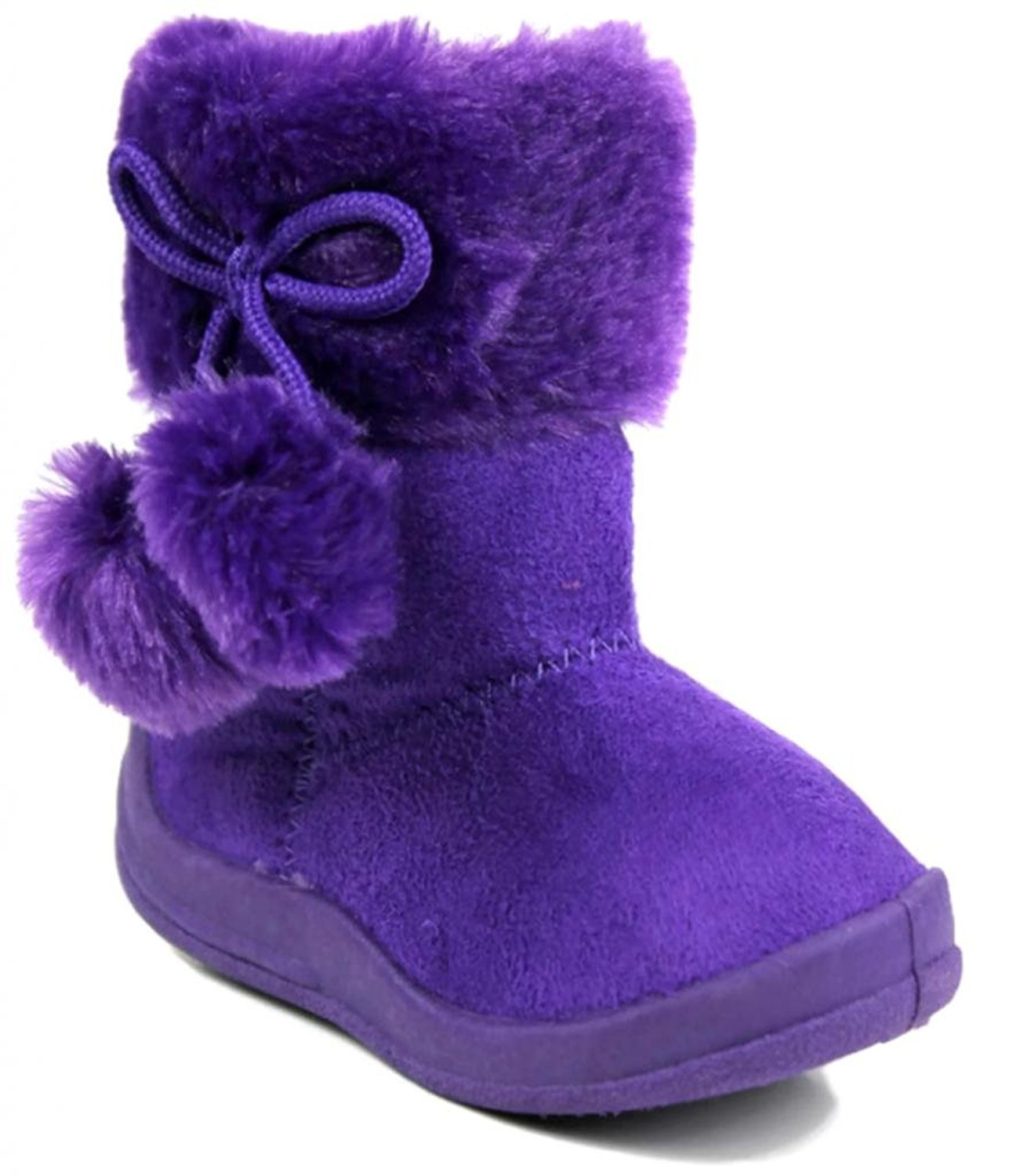 Little Girl's Bany Flat Pom Pom Ankle Boot 6 Purple
