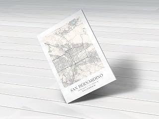 MG Global Simple Hanging Canvas Print of San Bernardino California Ca | 8x12 12x18 16x24 20x30 24x36 Minimalism Hometown City Artwork | Modern Wall Art for Gift | Minimalist Home Office Decor