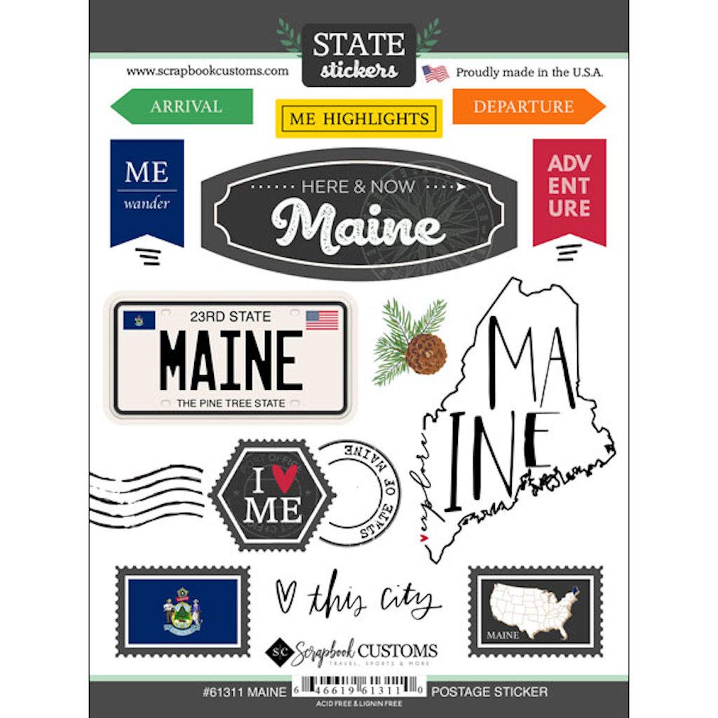 Scrapbook Customs 61311 Maine Postage Stickers