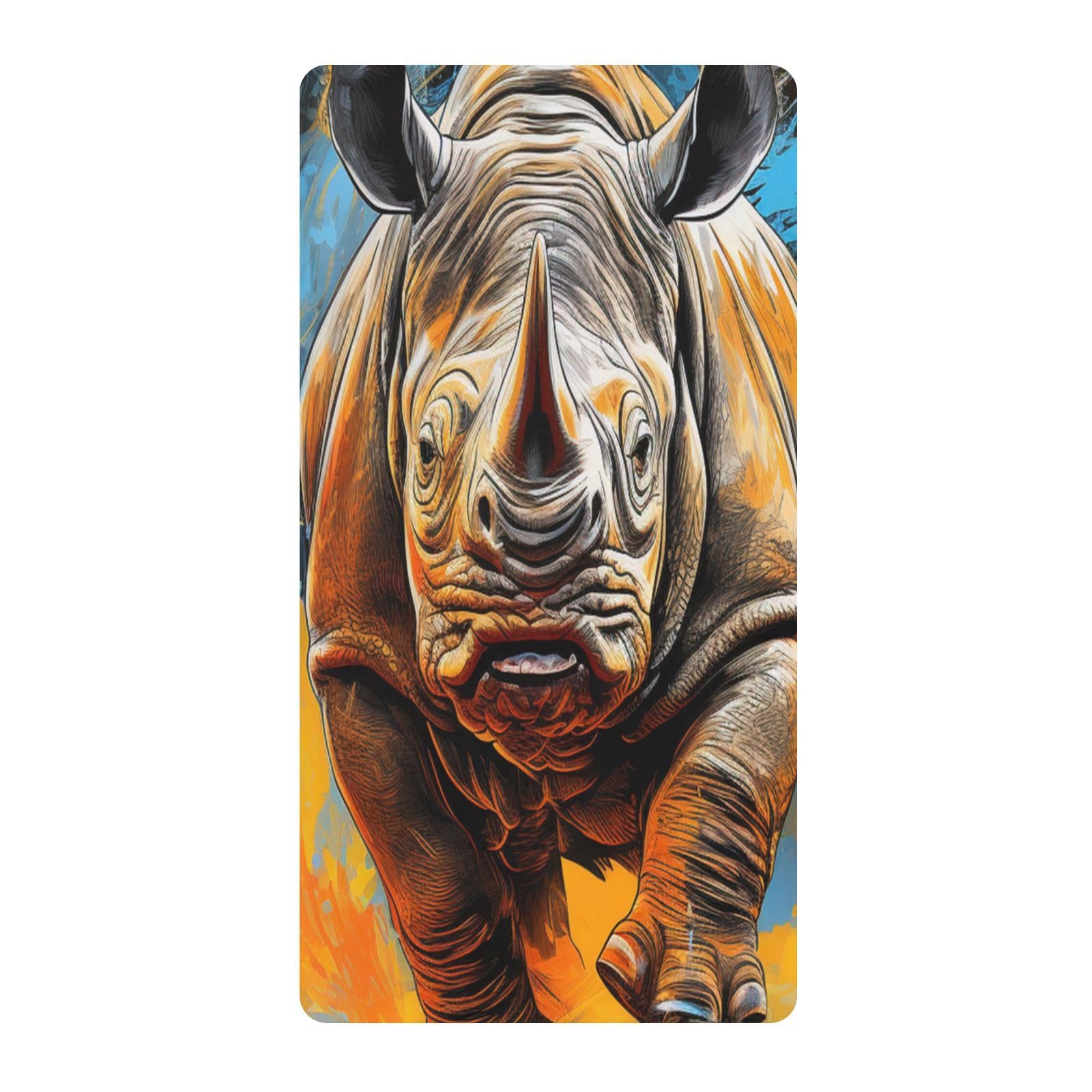 Watercolor Abstract Rhinoceros Toddler Crib Sheet Soft Cotton Baby Play Sheets Fitted for Mattress Playard