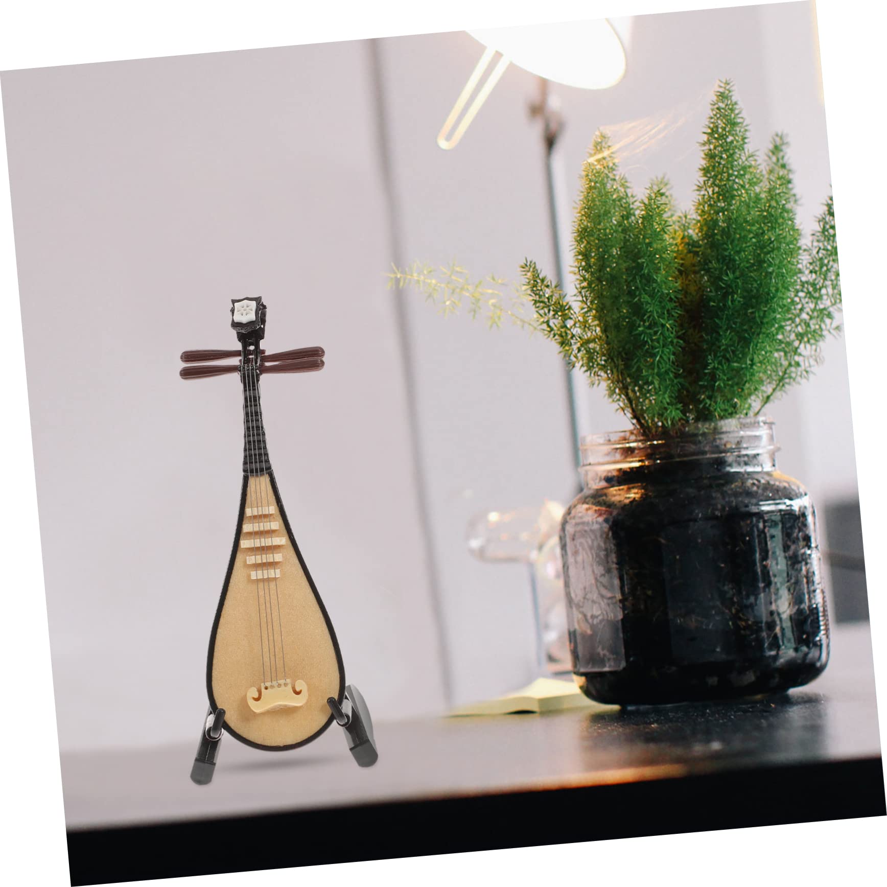 Mini Riproduzione di Liuto Pipa in Legno e Plastica, Decorazione Fotografica Compatta e Leggera per Arredamento Casa e Ufficio