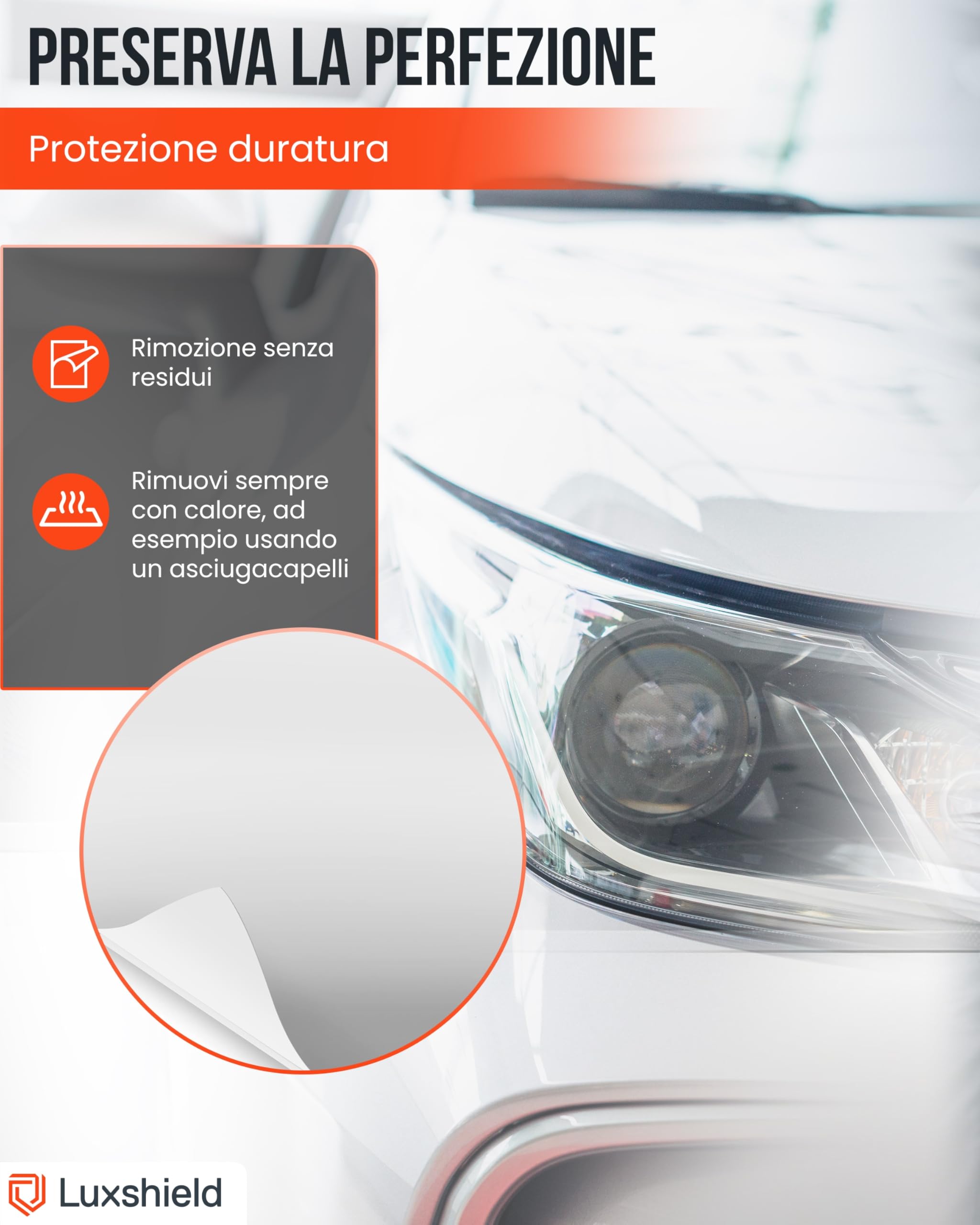 Luxshield Pellicola Adhesiva per Auto, Moto, Bici 15x200cm - Trasparente opaco, Autoadesiva, Protettiva per Vernice, Venduta al metro dalla Germania