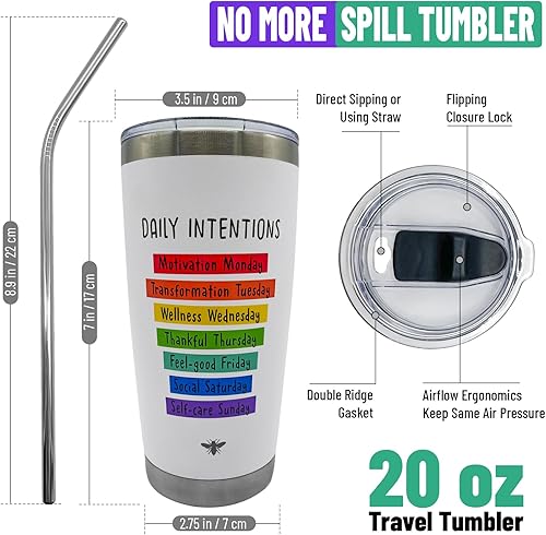 Miniatura 2 de Vaso de café de viaje de 20 onzas con tapa deslizante y popote, taza de café de acero inoxidable a prueba de derrames, acero inoxidable aislado,