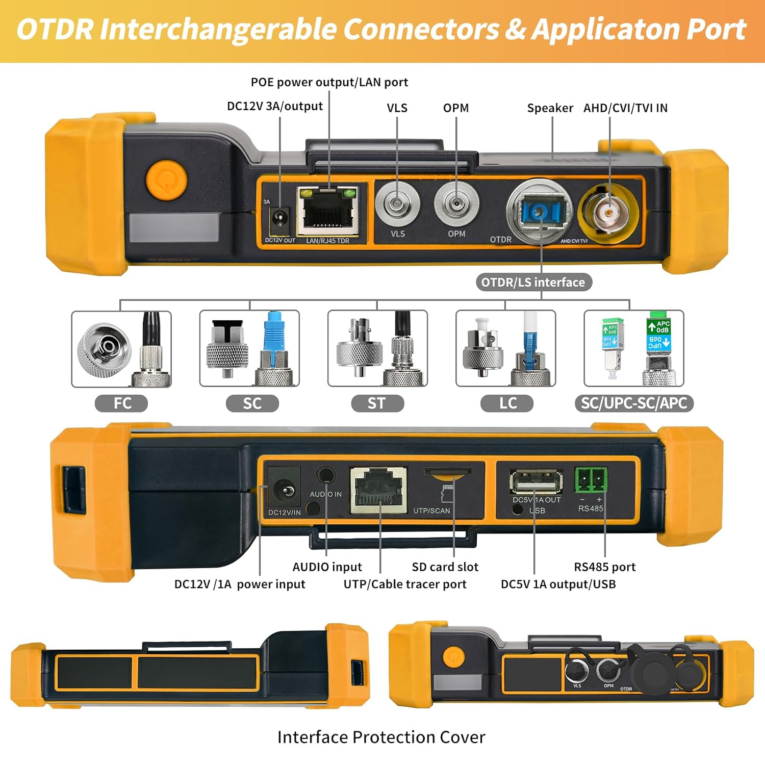 Henkion OTDR Optical Fiber Tester 1310/1550nm 28/26dB Range 150km Optic Fiber Test IPC Tester TVI/CVI/AHD/CVBS Cable Test Network Tools Connectors FC/UPC,SC,ST,LC OPM OLS LS Event Map