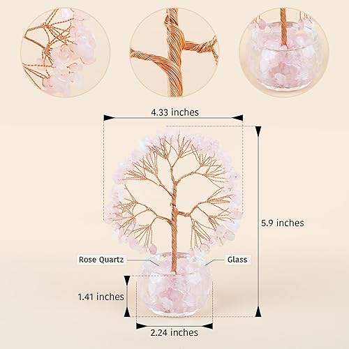 Miniatura 4 de ZenBless Árbol de cristal curativo de cuarzo rosa, árbol de la vida de 7 chakras, árbol de dinero, cristales falsos, árbol bonsái, Feng Shui, Reiki,