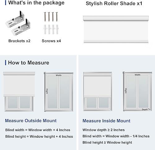 Miniatura 8 de Sulugood Persiana enrollable opaca para ventanas, sin cordón, para oscurecer la habitación, con cenefa de casete, persianas de ventana