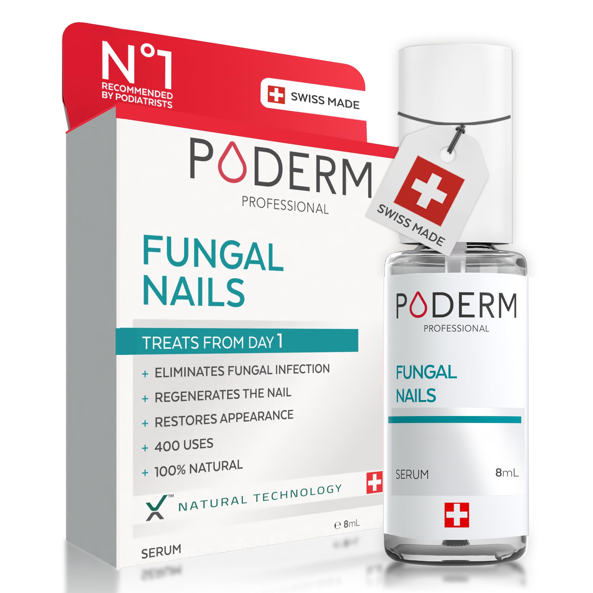 PODERMFUNGAL NAIL TREATMENT - Nail Fungus Treatment for Toenail - Exceptional and Powerful Plants Anti-Fungal Restorative Properties - Professional Foot/Hand Treatment - Quick&Easy - Swiss Made
