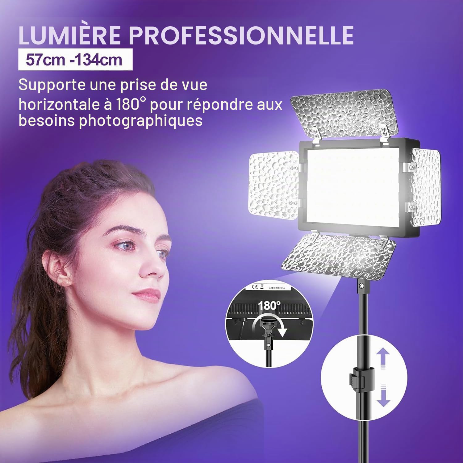Upgraded 2 Pcs Video Light,EMART Eclairage Vidéo avec Barndoor et 9 Filtres