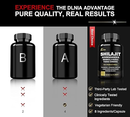 Miniatura 9 de Shilajit 8 en 1 para hombres y mujeres con suplemento orgánico del Himalaya Ashwaganda con Rhodiola Rosea, ginseng, cúrcuma, hongos, para apoyo
