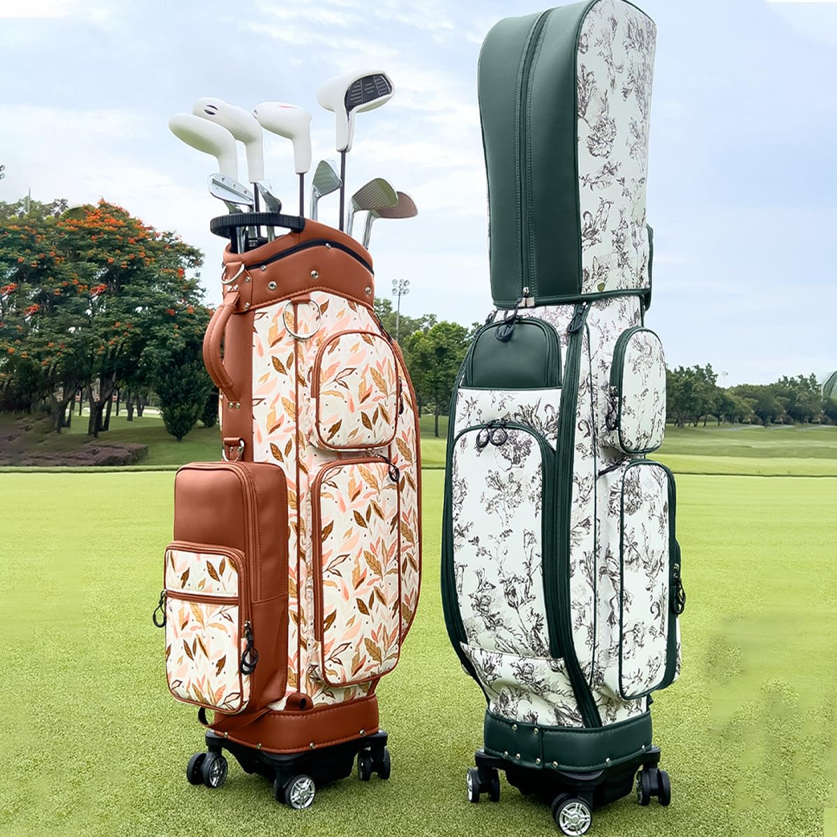Torba podróżna golfowa z kółkami 360 stopni, lekka, wodoodporna konstrukcja, ukryta dźwignia i dedykowana przegroda na buty dla mężczyzn i kobiet