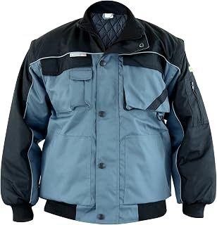 Hanseatic Winter Arbeitsjacke für Herren und Damen grau schwarz Gr. S-3XL gefütterte Jacke abnehmbare Ärmel Arbeitsweste mit vielen Taschen