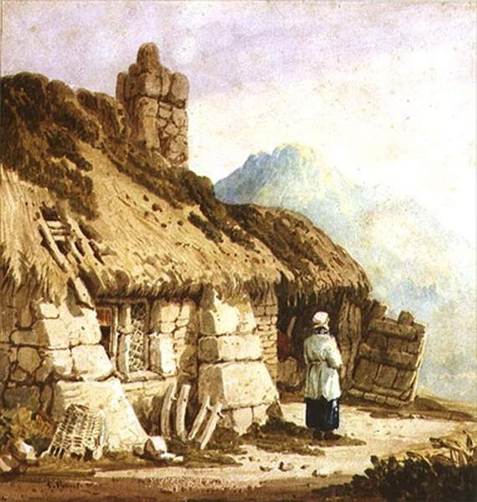 SERENDIPITP Vintage Wall Art Canvas Nordic Poster Canvas Print Picture a Dartmoor Cottage by Samuel Prout Wall Art Poster for Home Decor 60x90cm