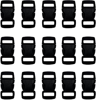 honigo 15 PCS 3/8 Inch Plastic Curved Buckle Black Quick Side Release Arched Buckle Heavy Duty Plastic Replacement for Paracord accessories,Dog Collar Clips,Sewing Accessories