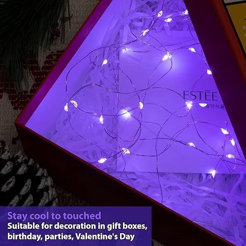 Miniatura 3 de HXWEIYE Paquete de 12 luces LED de hadas que funcionan con pilas, 7 pies, 20 luces LED moradas, luces de tarro de masón, luces estrelladas de