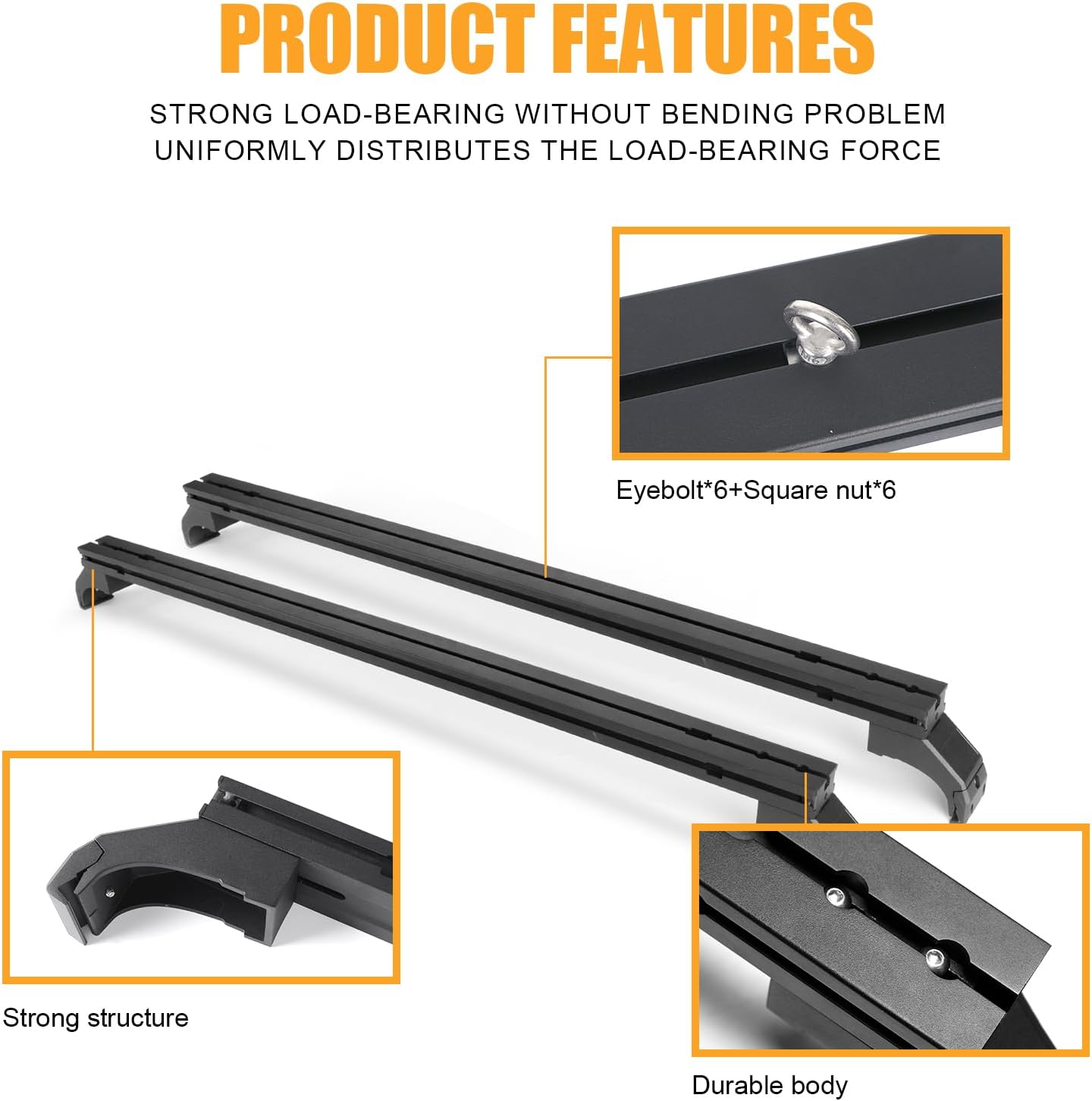 400 LBS Roof Rack Cross Bars Compatible with 2007-2018 Jeep Wrangler JKU, Roof Rail Crossbars Cargo Carrier Rooftop Luggage, Aluminum Luggage Rack Crossbar (Hardtop Only)