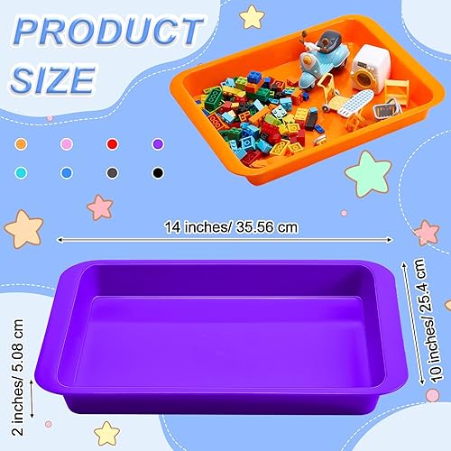 Miniatura 2 de Tatuo 16 bandejas de arte de plástico para niños, bandejas grandes de manualidades para el aula, 14 x 10 x 2 pulgadas, organizador de papel,