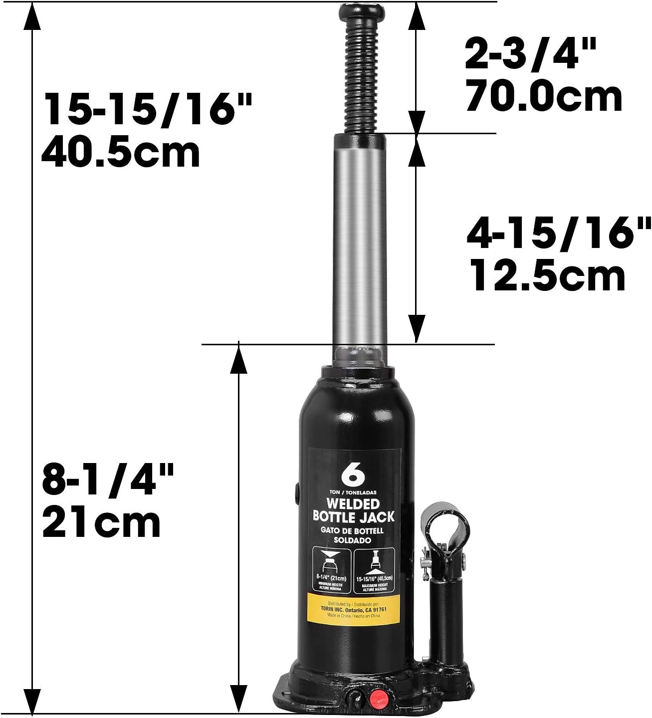 Torin AT90603BB Hydraulic Welded Bottle Jack, 6 Ton (12,000 lb) Capacity, Black : Industrial & Scientific