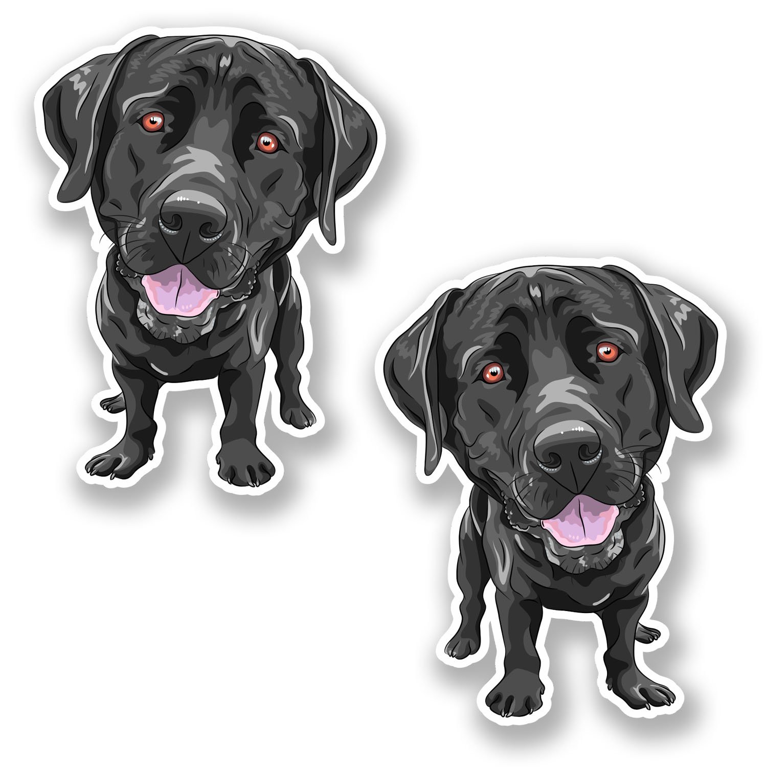 Destinationvinyl Multi 2 X 10Cm Black Labrador Dog Vinyl Sticker Laptop Fun Pet Retriever #6416 (7.5Cm Wide X 10Cm Tall)