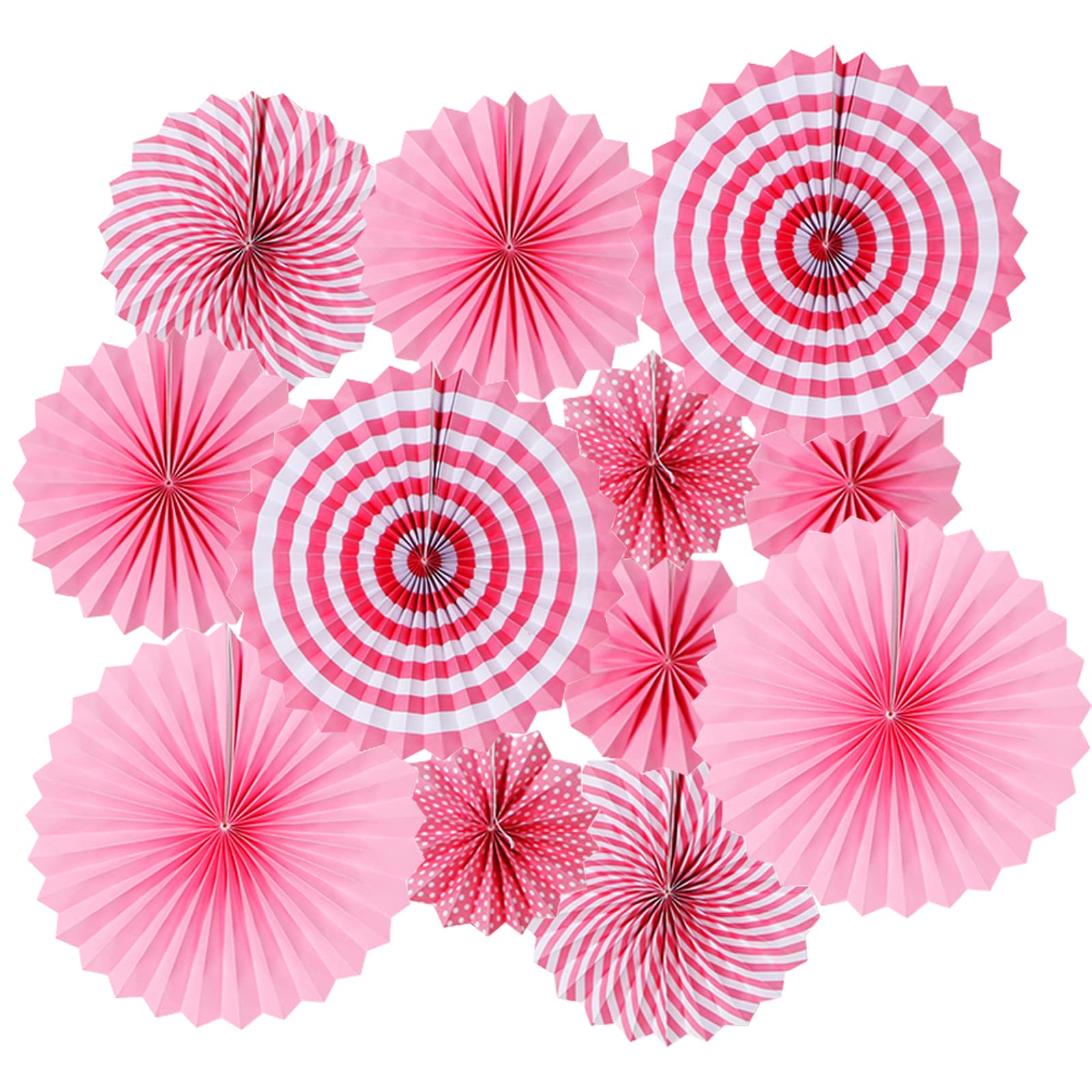 LRCXL 12PCS Party Hanging Paper Fans Set, Fiesta Round Pattern Paper Garlands Decoration Party Supplies for New Year Baby Shower Birthday Wedding