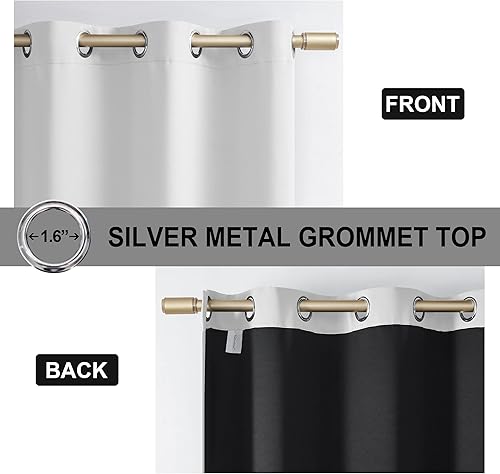 Miniatura 8 de Cortinas 100% opacas, 2 paneles, cortinas de ventana completamente opacas, aislamiento térmico de doble capa con forro negro para cuarto de bebé,