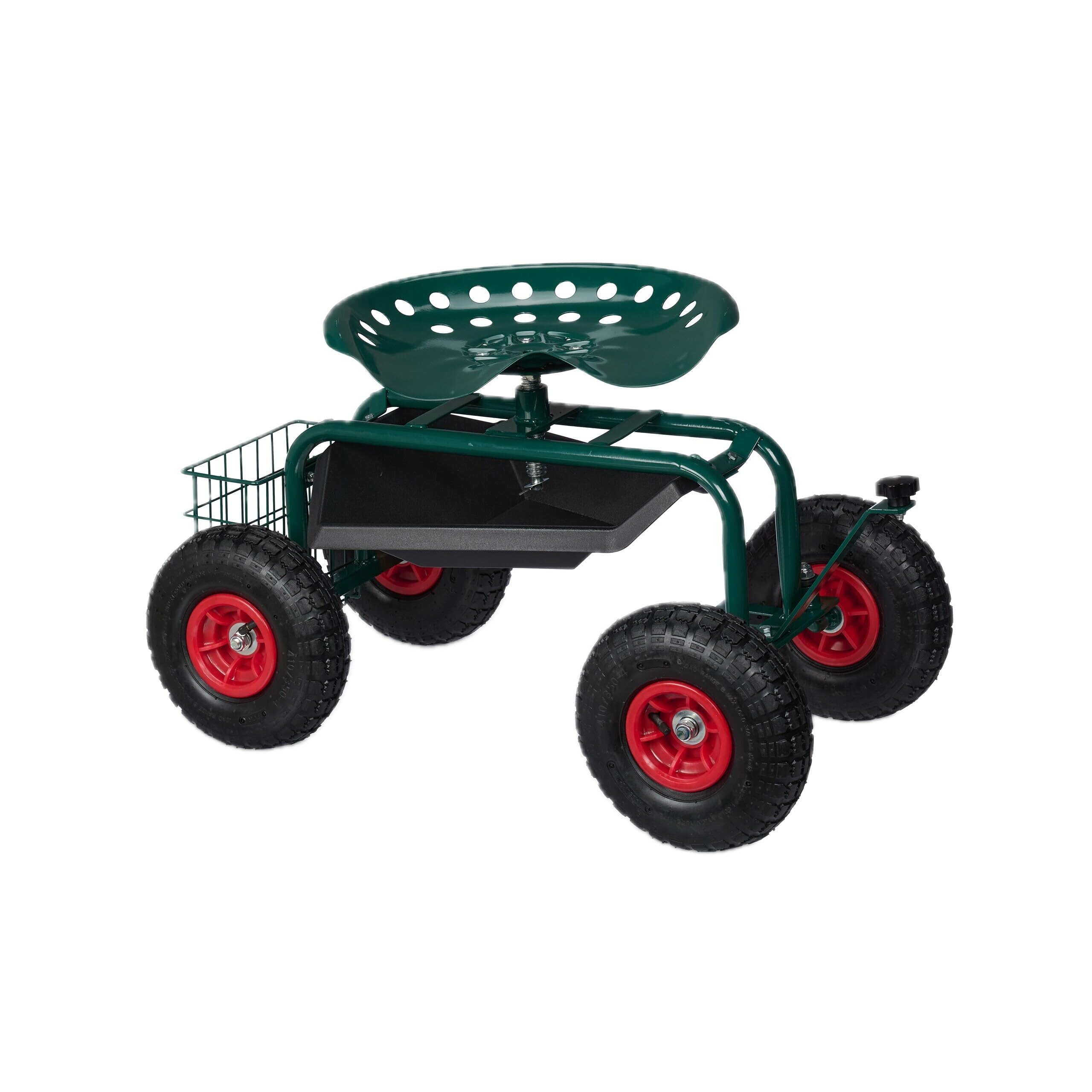 Relaxdays Sgabello Giardinaggio con Ruote, Carrello Portautensili Giardino e Officina, Regolabile, 150kg, Acciaio, Verde, 55 x 45 x 87 cm