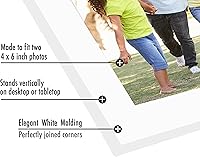 Vista 5 de Americanflat Marco de fotos con bisagras de 4 x 6 pulgadas con vidrio inastillable, marcos de fotos dobles con madera de ingeniería, colección