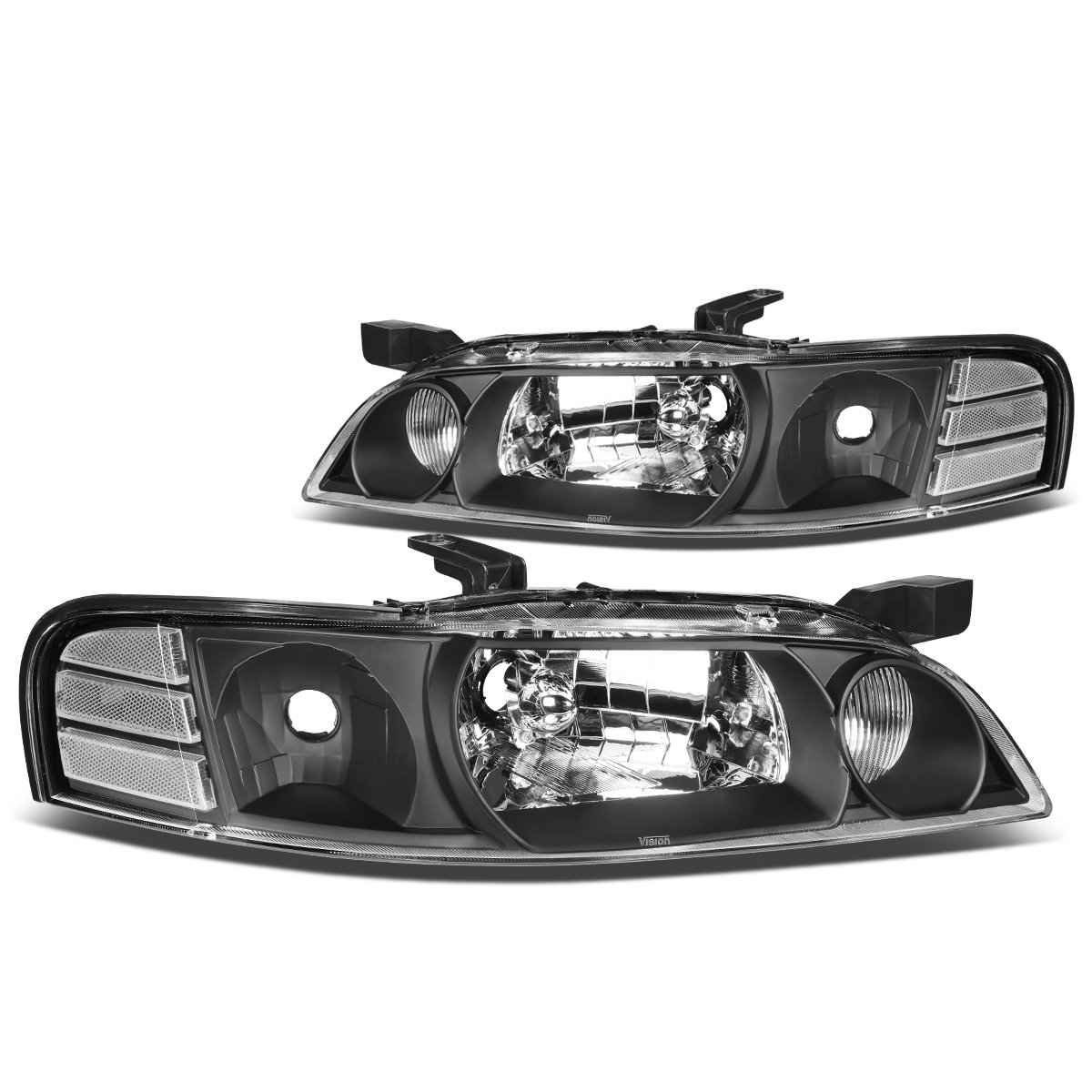 DNA Motoring HL-OH-072-BK-CL1 Black Housing Corner Headlights Replacement For 00-01 Altima