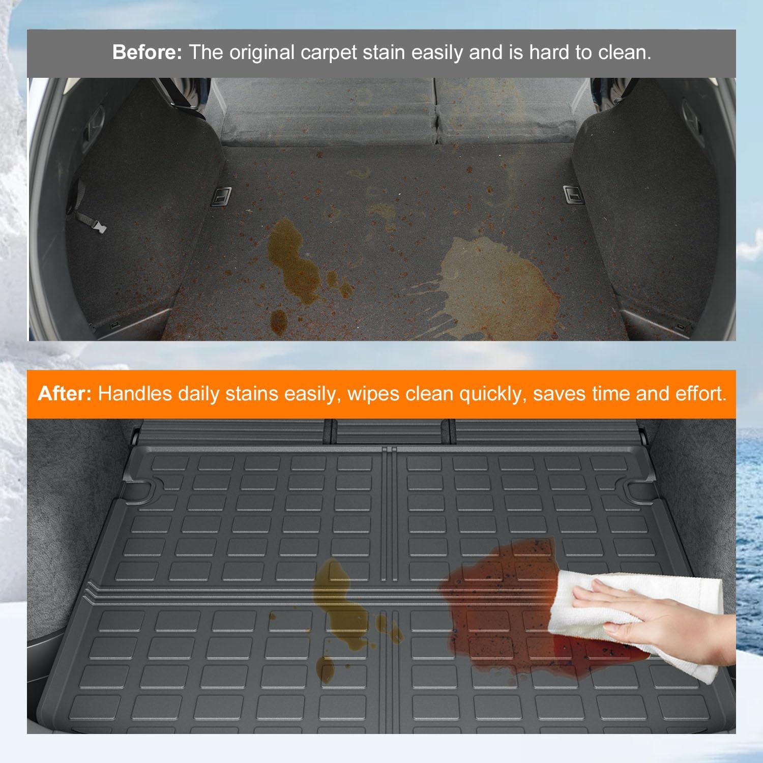 powoq Cargo Mat Compatible with 2023-2025 Mazda CX-5 Trunk Mat TPE Cargo Liner Backrest Trunk Liner Replacement for Mazda CX-5 2023 2024 2025 Accessories - Image 3