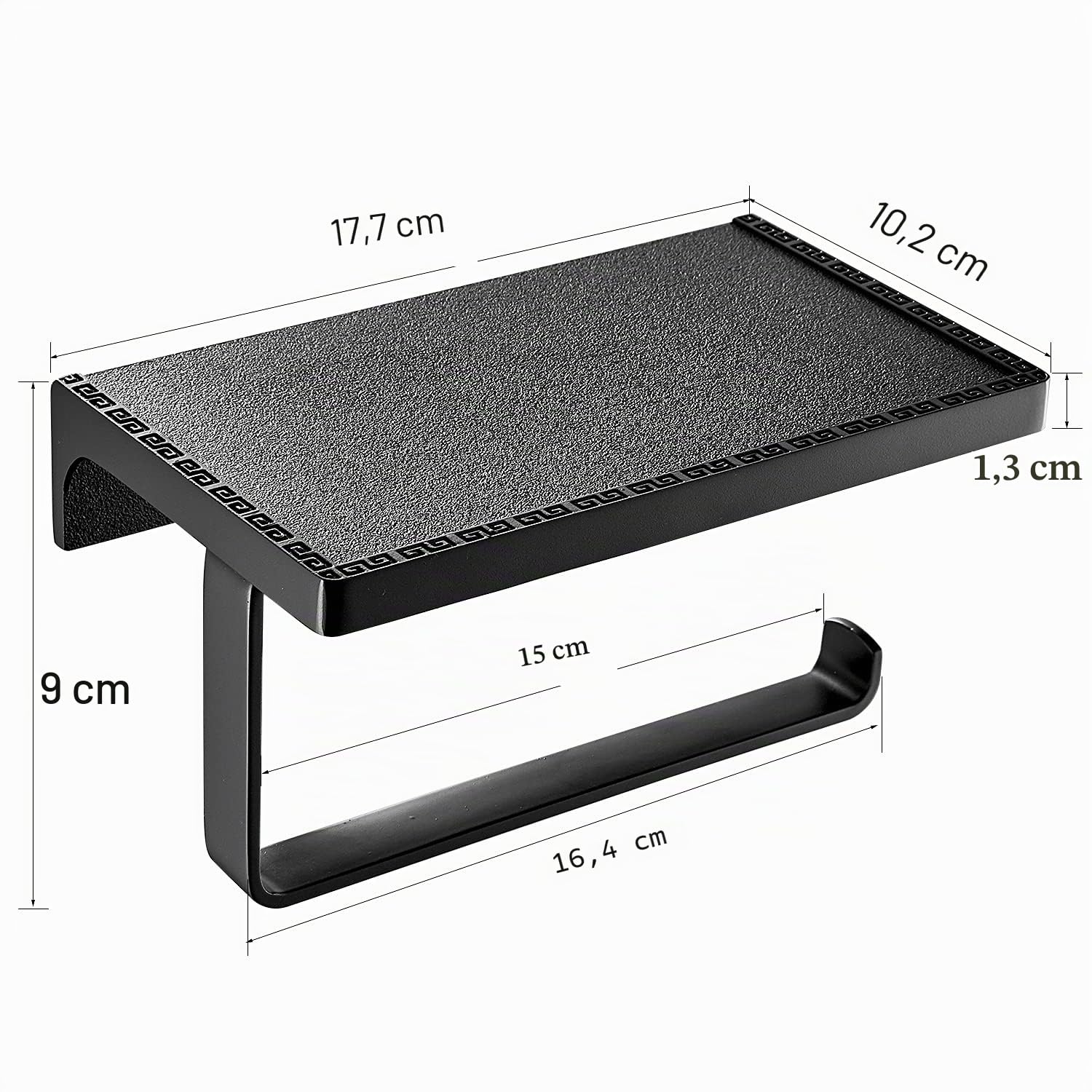 Toilettenpapierrollenhalter mit Ablage Papiertaschentuchspender Aufbewahrung Handyregale Wandmontierte Badaccessoires Schwarz