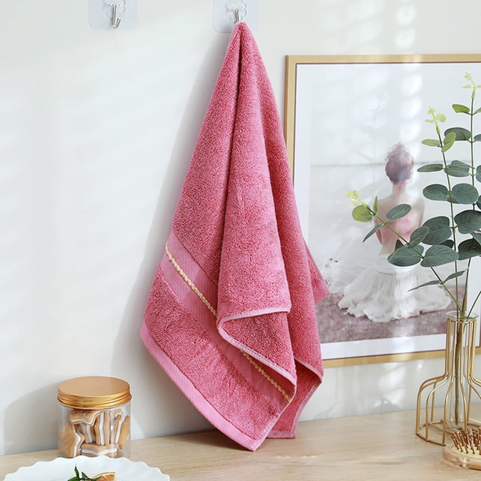 Serviette en fibre de bambou jacquard lot de 2 essuie-mains doux 35x75