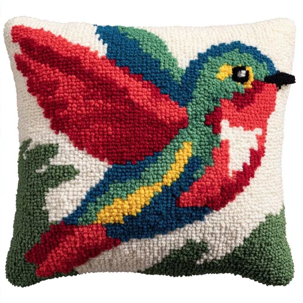 AxiangziK DIY Latch Hook Pillow Set 43x43cm,Cute Hummingbird