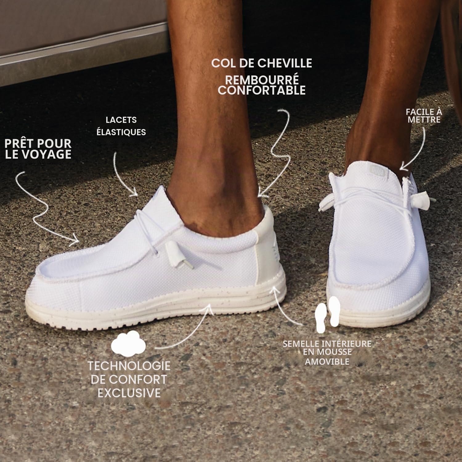 HEYDUDE Baskets Wally X en Daim Noir