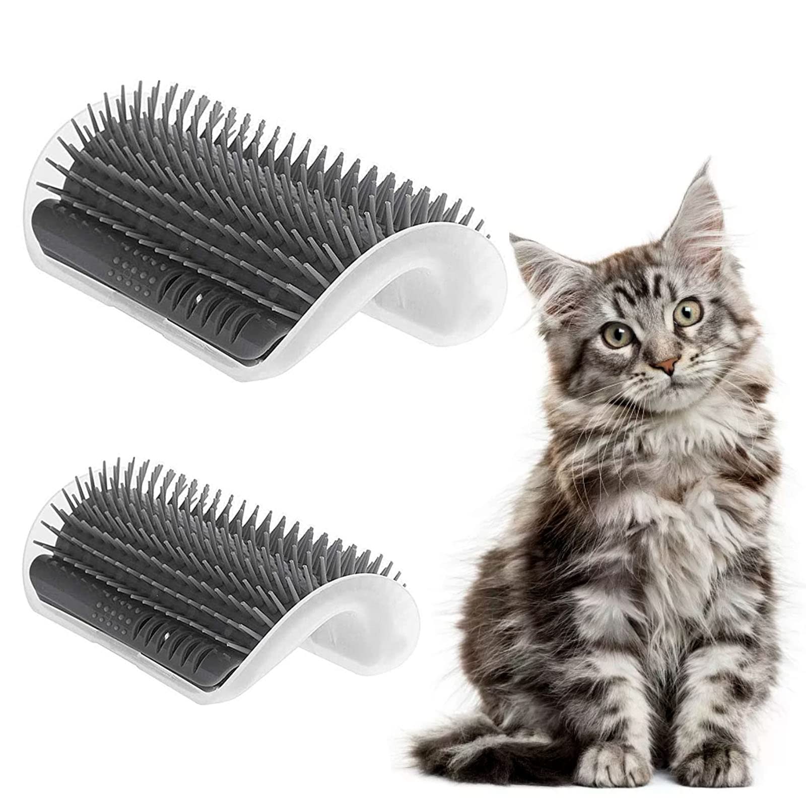 Mein HERZ 2 Pcs Chats Brosse Peigne Fournitures, Brosse d’Angle de toilettage et Massage pour Chat avec Herbe à Chat pour Chat G